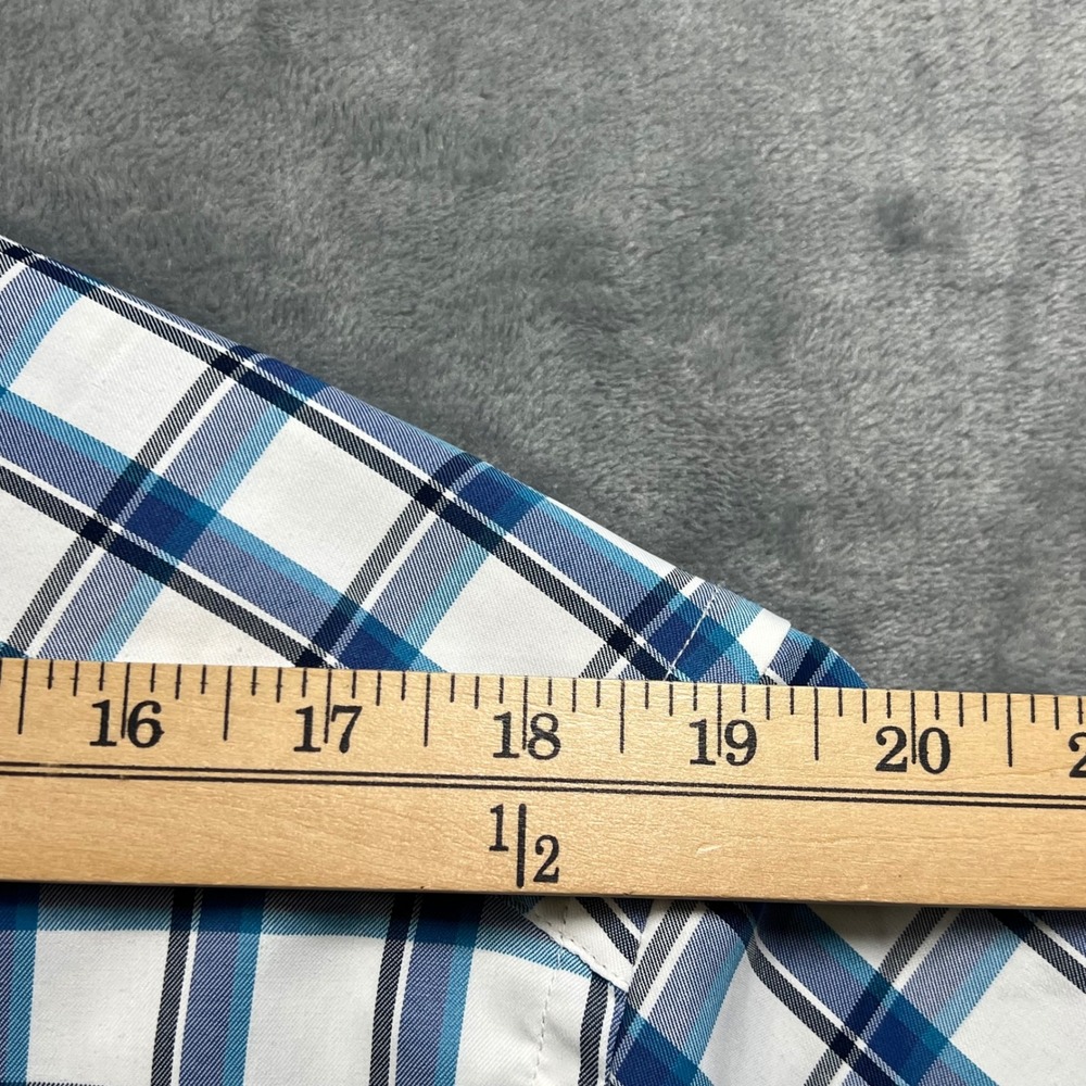 UNTUCKit Booker Slim Fit Shirt XL Mens Blue White Plaid Short Sleeve - Picture 4 of 10